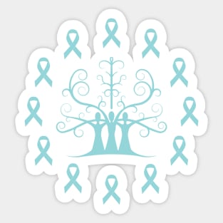 Ovarian Cancer Awareness Teal Ribbon Sisters Tree Of Life Sticker